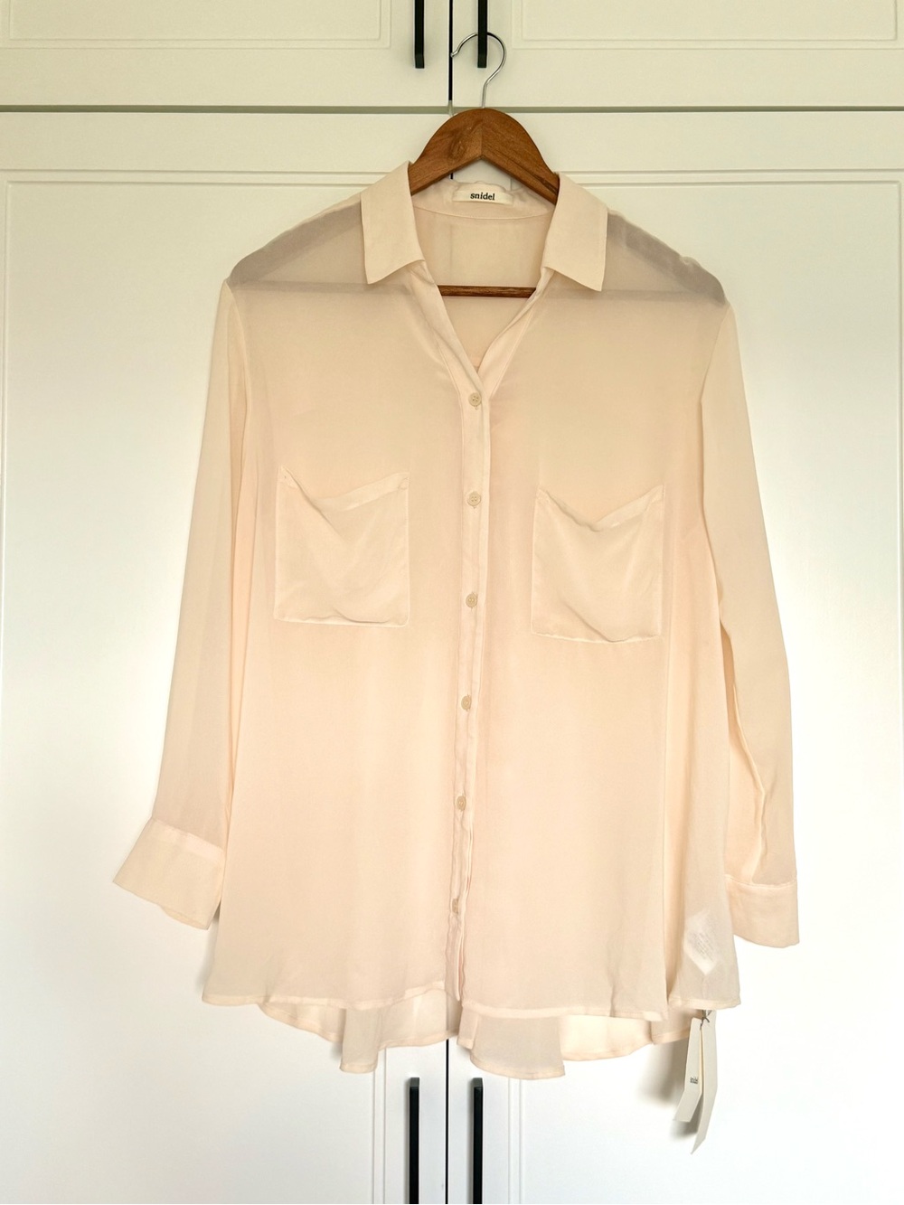 Snidel Sheer Button-Up Blouse | Soft Ivory/Cream